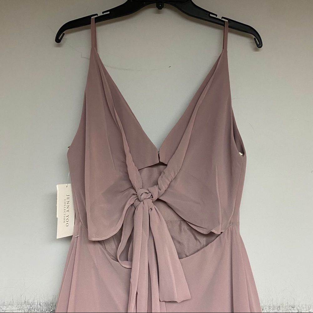 Jenny Yoo Collection Dani Tie Back V-Neck Gown Fig - Picture 7 of 10